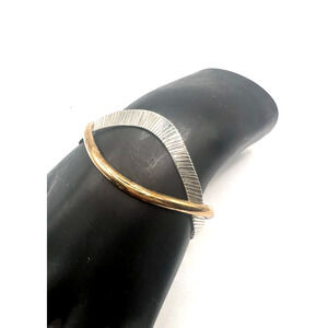 Vintage Designer signed COURTNEY Sterling Silver 925 Cuff Two Tone Bracelet